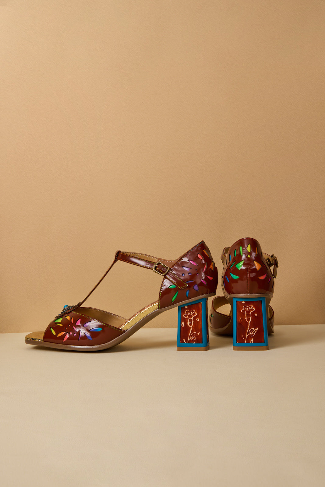 Soffia | Roselynn Perforated T-strap Pump