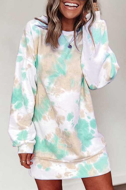 Tie Dye Long Sleeve Sweatshirt Dress