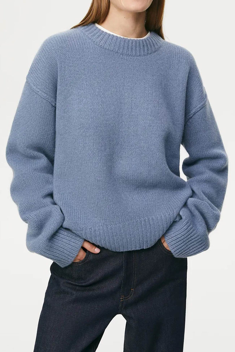 Round Neck Color Pullover Sweater