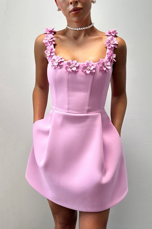 Moxidress Strappy Neckline Sleeveless Mini Dress