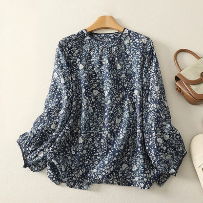 Liora — Linen Blouse With Billowy Sleeves