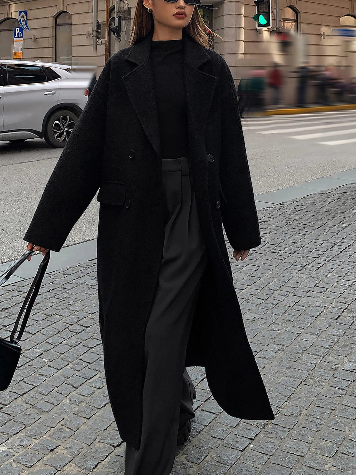 Wool-blend Tweed Long Coat