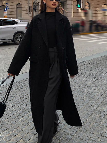 Wool-blend Tweed Long Coat