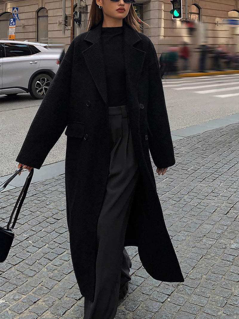 Wool-blend Tweed Long Coat