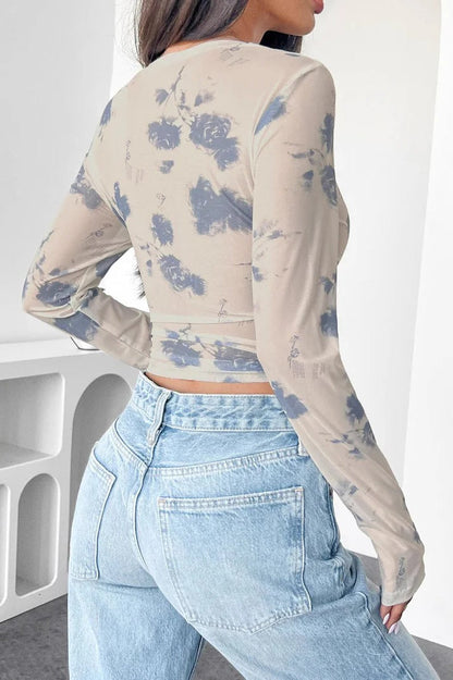 Mesh Ruched Side Blouse