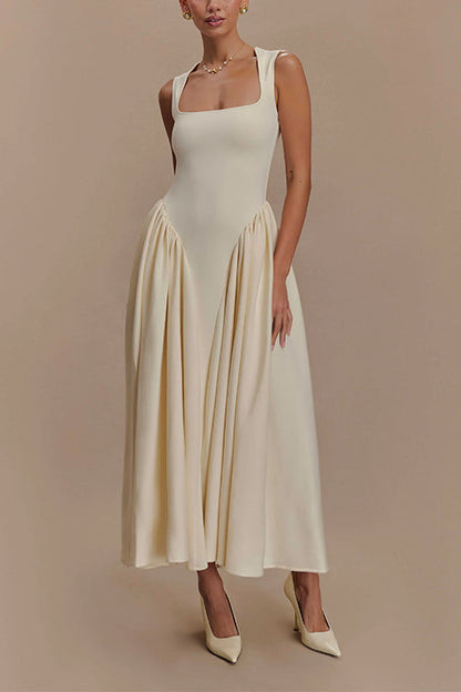 Moxidress Square Neck Sleeveless Flowy Maxi Dress