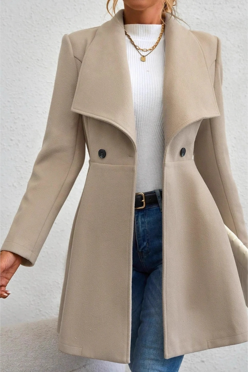 Lapel Double-breasted Thickened Wool Blend Overcoat