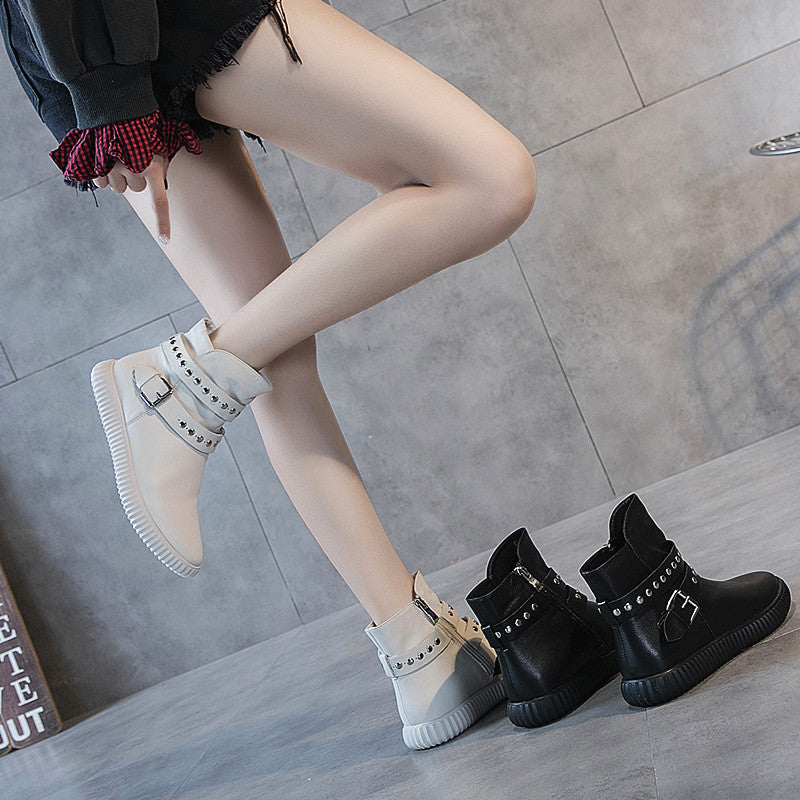 Style Female Autumn Ankle Flat Martin Boots