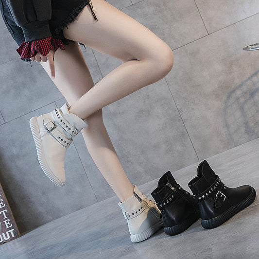 Style Female Autumn Ankle Flat Martin Boots