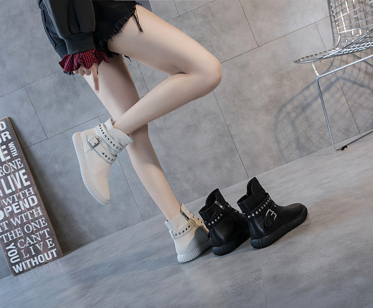 Style Female Autumn Ankle Flat Martin Boots
