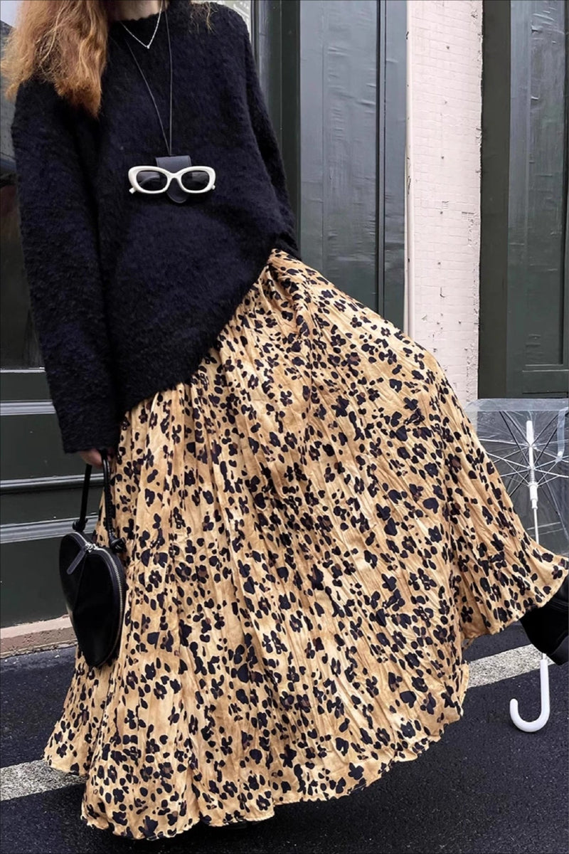 Leopard Midi Flare Skirt