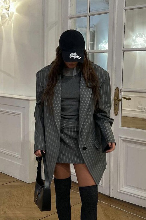 Striped Suit Blazer Two Piece Set