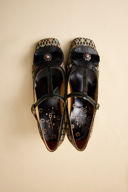 Soffia | Kaylum Diamond Print T-strap Pump