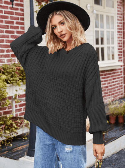 Tahoe Bound Waffle Knit Sweater - Black