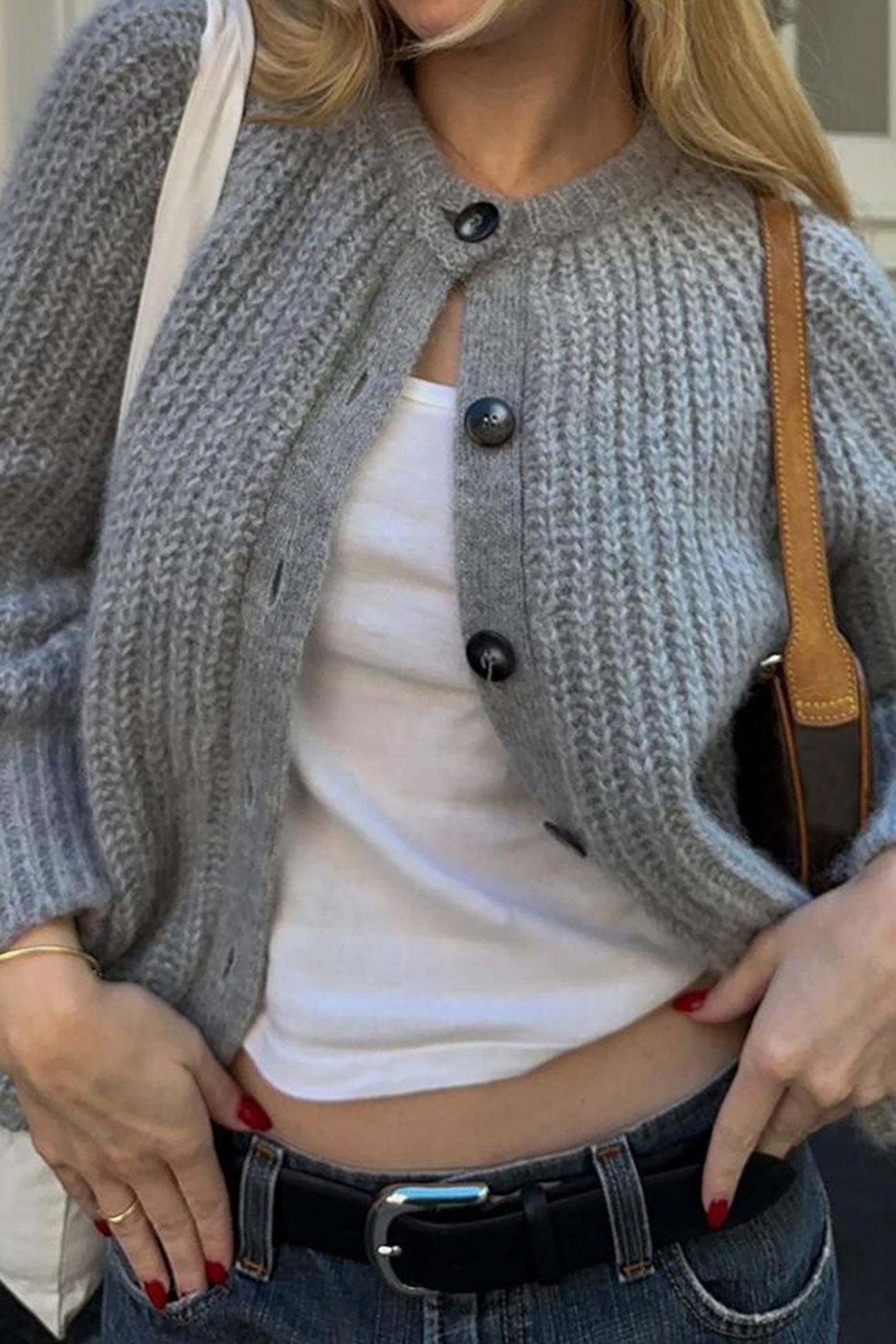 Color Lantern Sleeve Short Cardigan