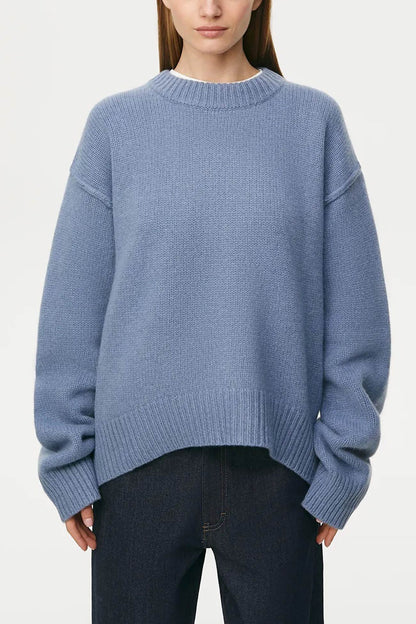 Round Neck Color Pullover Sweater