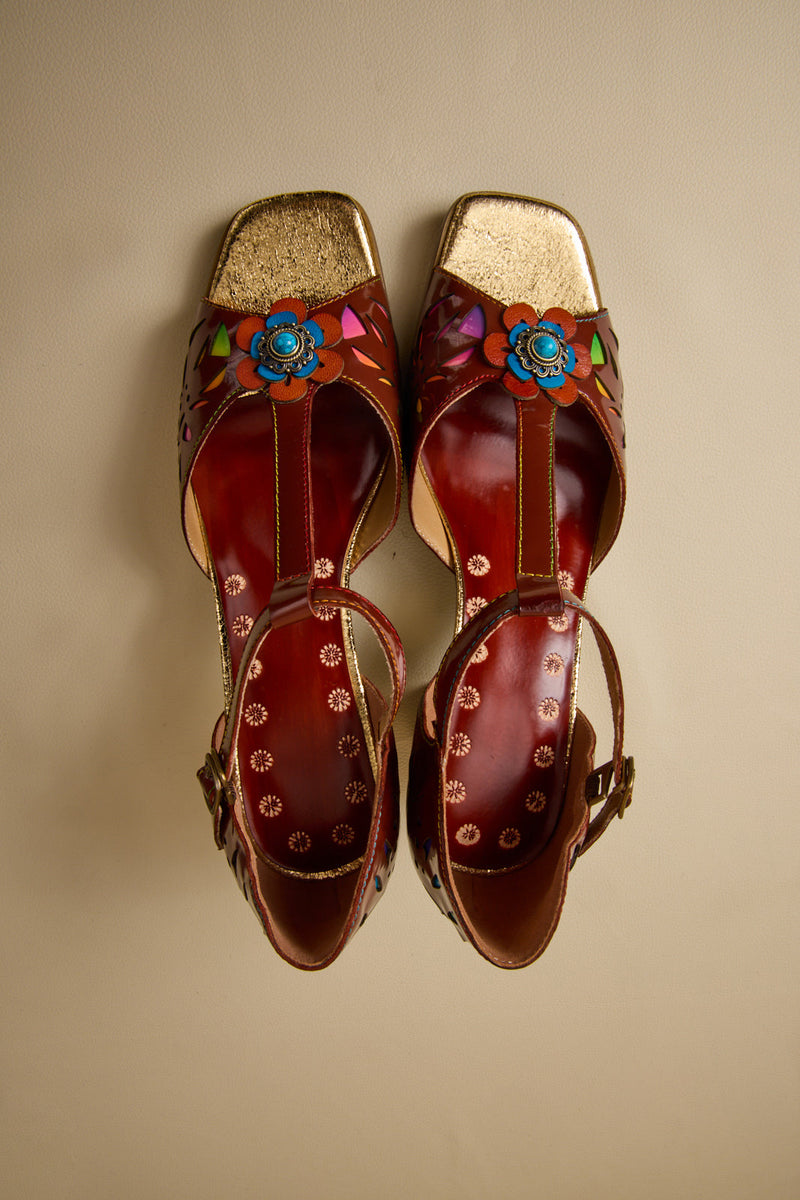 Soffia | Roselynn Perforated T-strap Pump