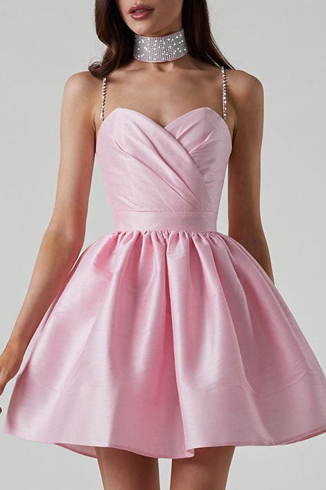 Sweet High-waist Ruched Fluffy Mini Dress