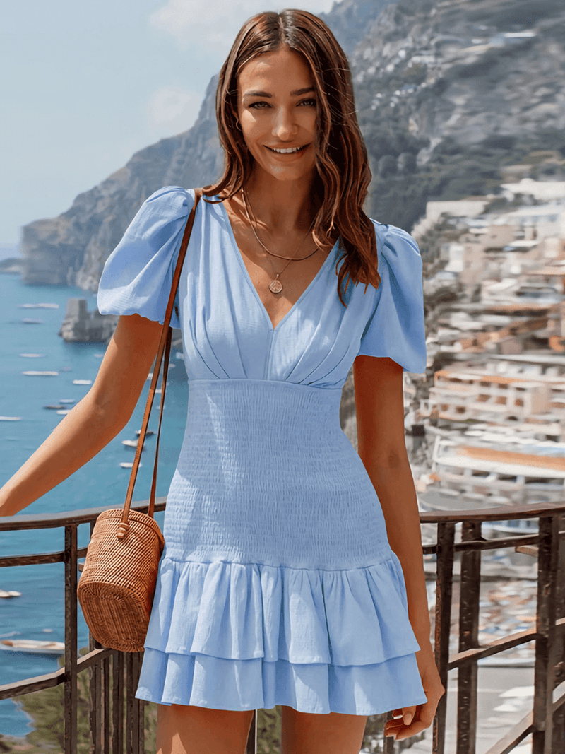 Always a Good Time Smocked Mini Dress - Blue