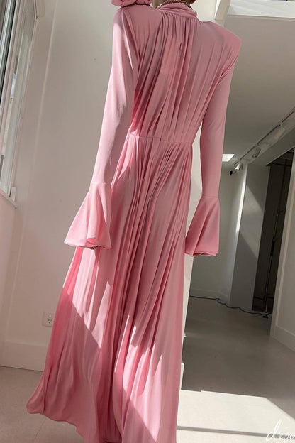 Cut-out Deep V Halter 3d Maxi Dress