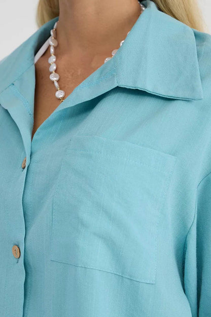 Color Shirt Single-breasted Bermuda Shorts Set