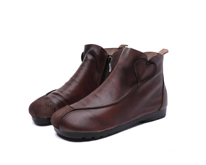 Single-layer Cowhide Soft Heart-shaped Flat Boots