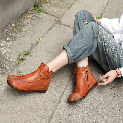 Single-layer Cowhide Soft Heart-shaped Flat Boots