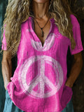 Women's Hippie Pattern Art Print Casual Short Sleeve Comfortable Cotto