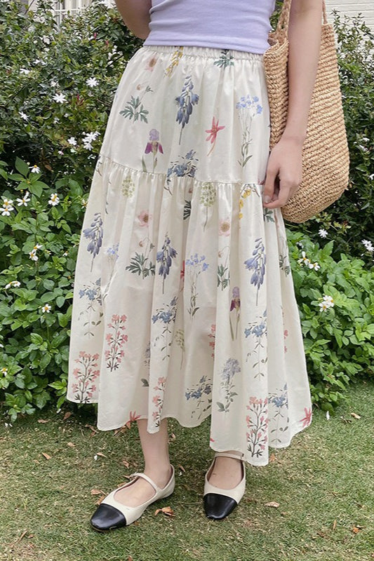 Pleated a - Line Midi Skirt