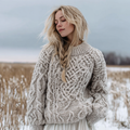 Fair Isle Style Ladies Round Neck Aran Sweater elevenforest