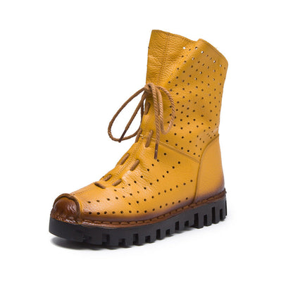 Side Zipper Breathable Hole Single Flat Boots
