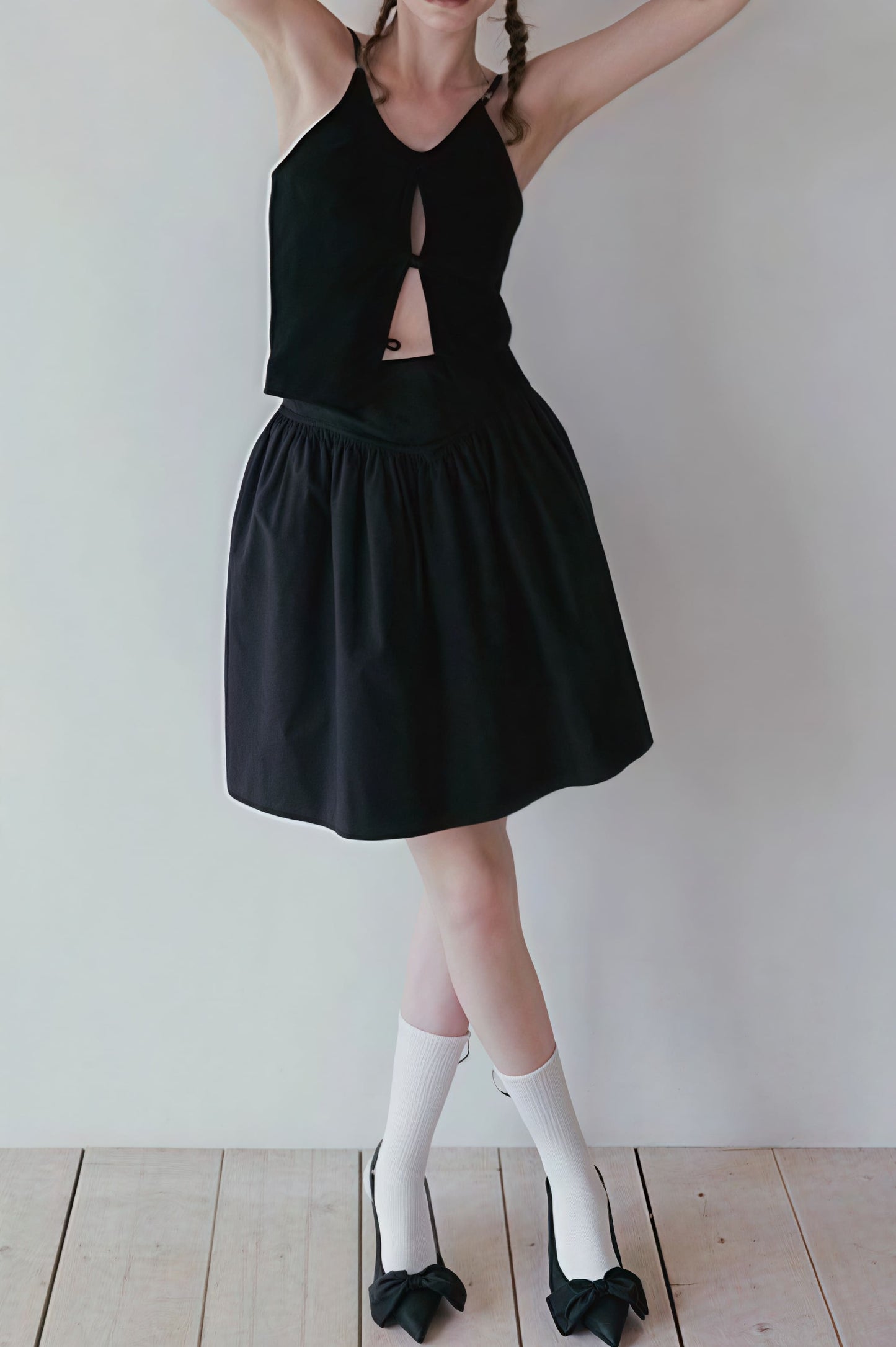 High Waist Pleated Waistband Tulip Youthful Mini Skirt