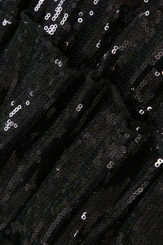 Sequin Paneled Tiered Bodycon Mini Skirt