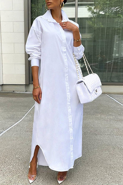 Color Single-breasted Long Blouse