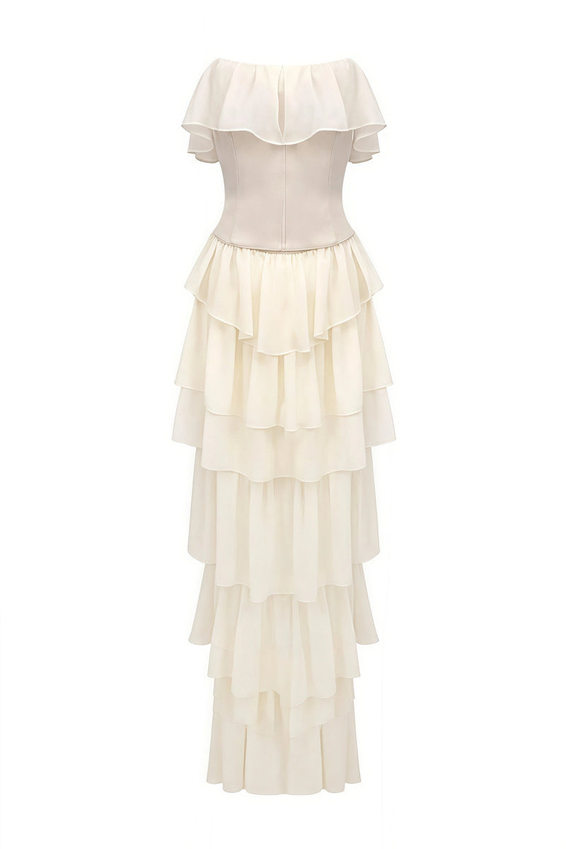 Mirae Apricot Off Shoulder Maxi Dress