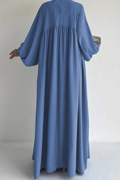 Puff Sleeve Color Maxi Dress
