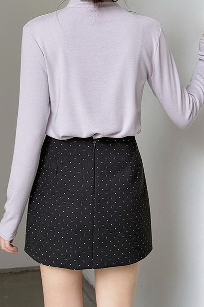 Polka Dot Wool A-line Skirt