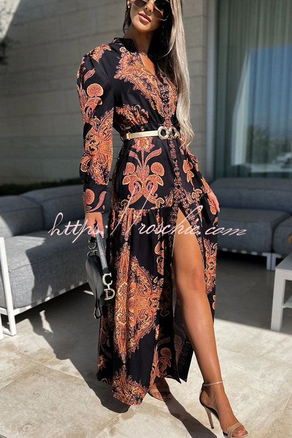 Sunshine on the Horizon Baroque Print Maxi Dress