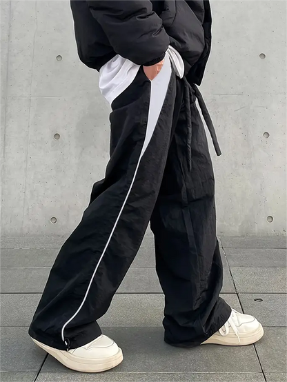 Contrast Color Hip Hop Drawstring Baggy Sweatpants