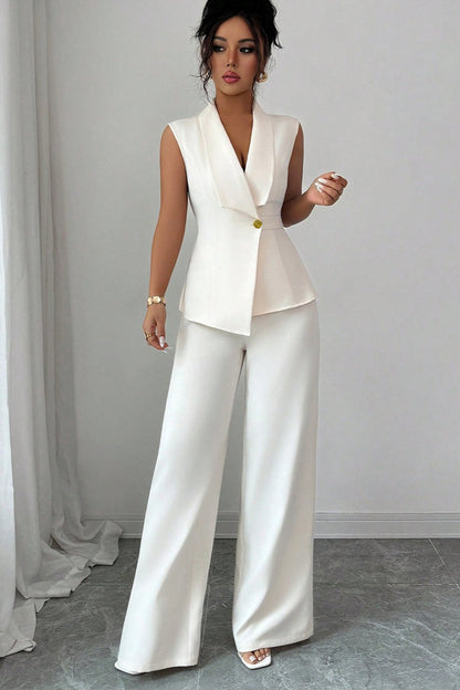 Asymmetric Two Piece Vest Pants Set