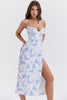 Blue Print Corset Midi Dress