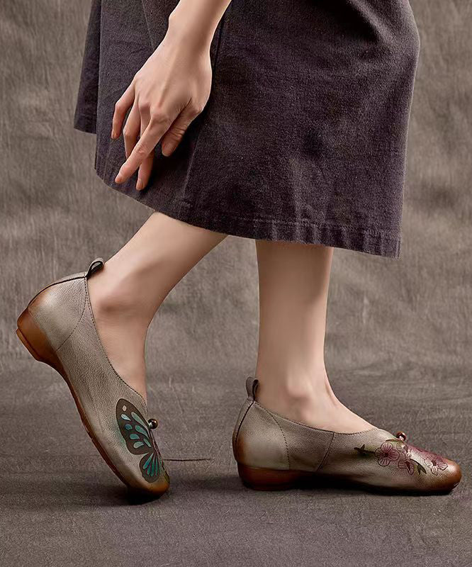 Spring New Embossed Cowhide Flats Shoes