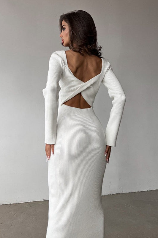 Slim Convertible Backless Sweater Dress