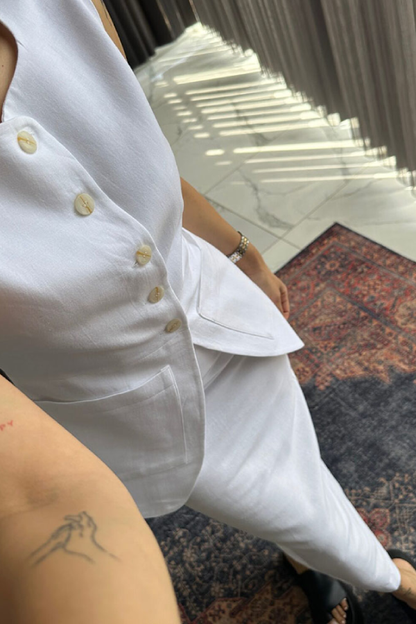 Stylish and Cotton and Linen Two-piece Set