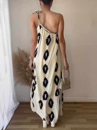 Aztec-whispers One-shoulder Maxi Dress