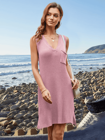 Elma Heart Collar Tank Sweater Mini Dress