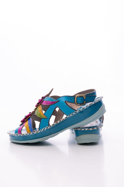 Soffia | Skylar Blossom Applique Leather Slingback Sandal