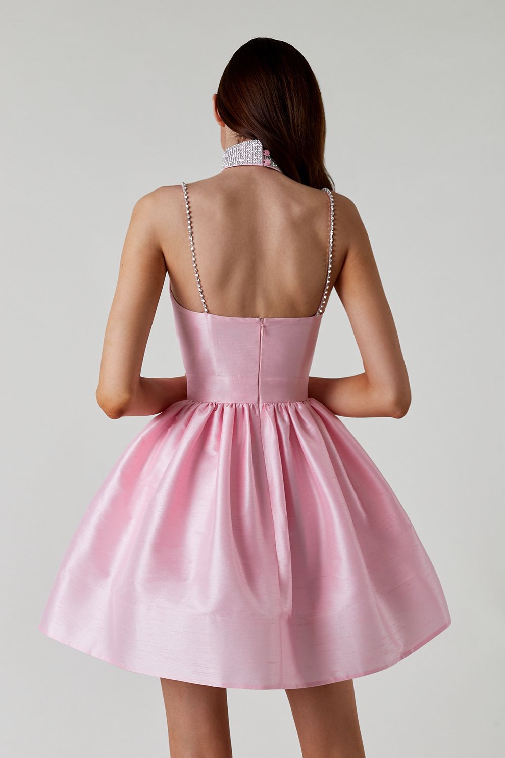 Sweet High-waist Ruched Fluffy Mini Dress