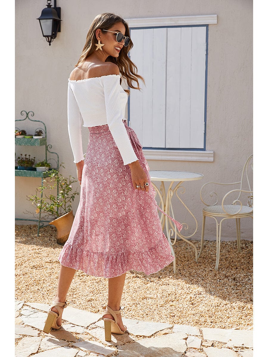 Wrap-tie Ruffle Skirt