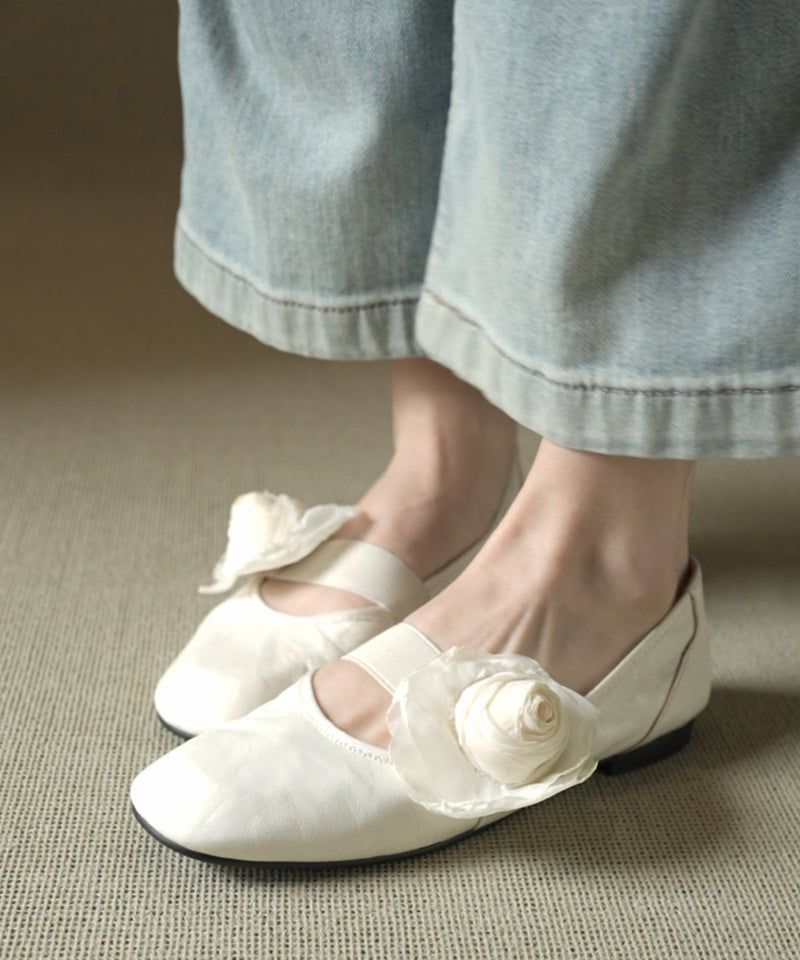 Splicing Flats Brown Cowhide Leather